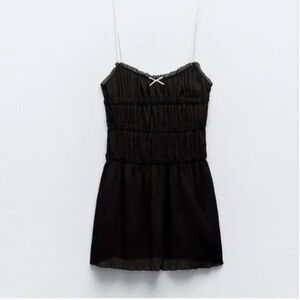 Zara LITTLE BOW TEXTURED DRESS